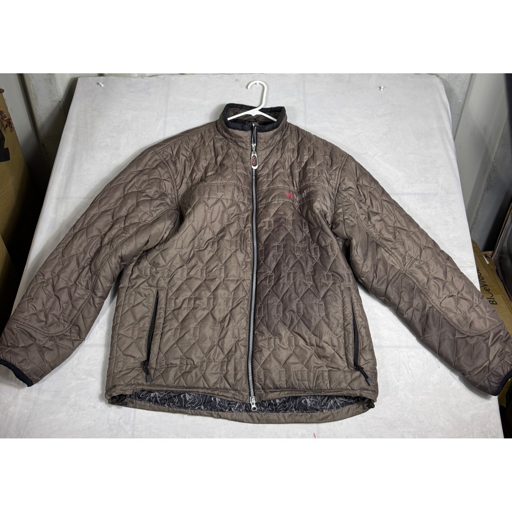 Marker Puffer Jacket Mens Brown Quilted Full Zip Lined Long Sleeve Size XL